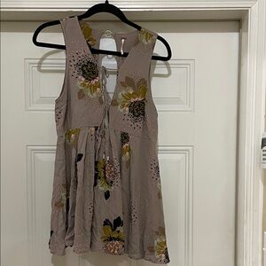 Free People Floral Mini Dress - Brown and Yellow
